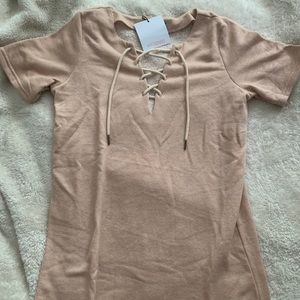Kittenish Tan sweatshirt Dress